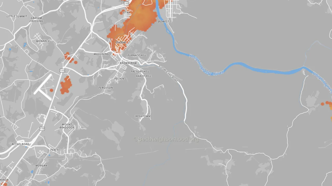 Bike Grade map of Pechin, PA