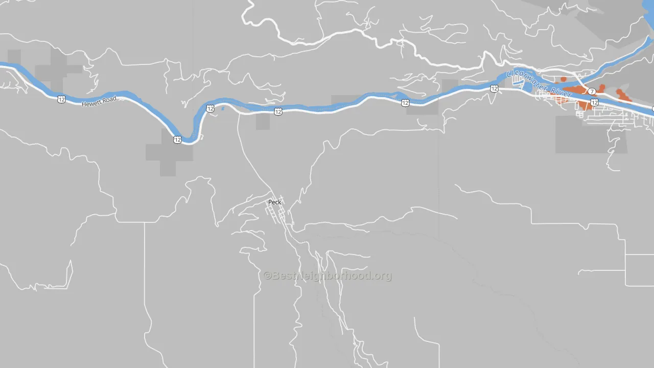 Bike Grade map of Peck, ID