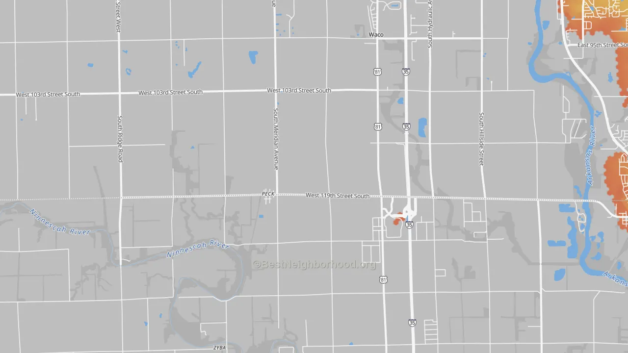Bike Grade map of Peck, KS