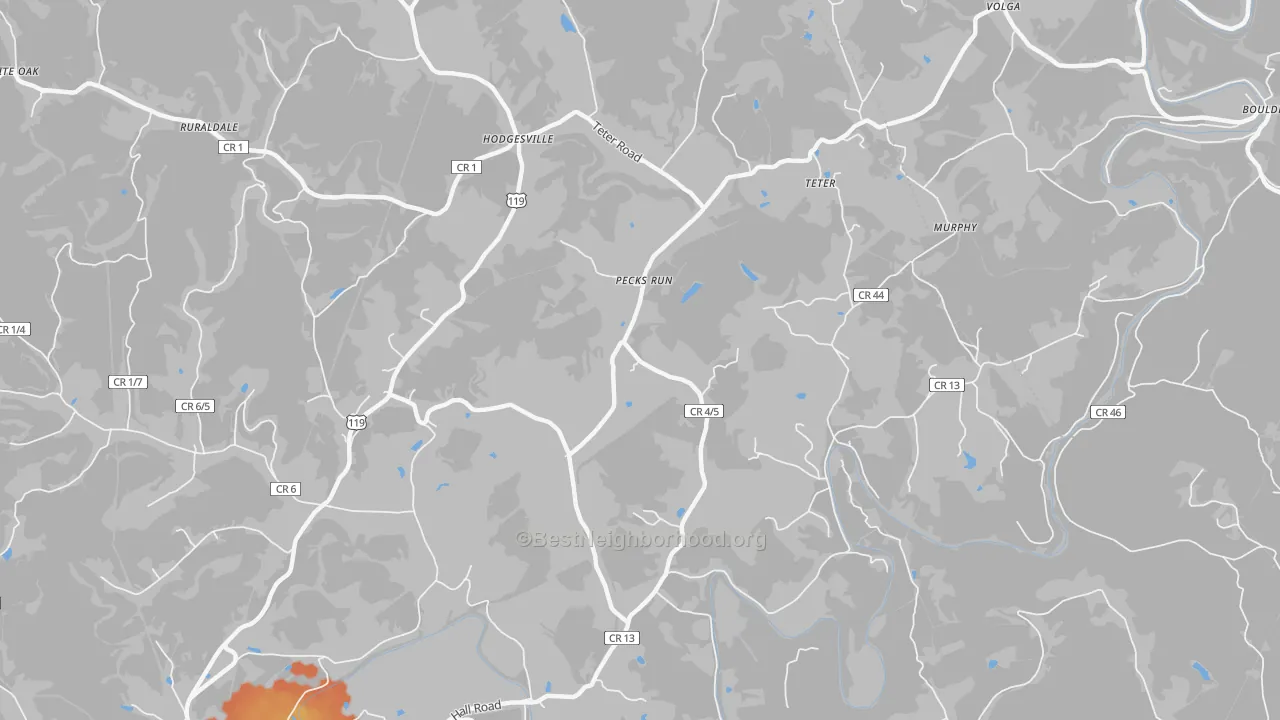 Bike Grade map of Pecks Run, WV