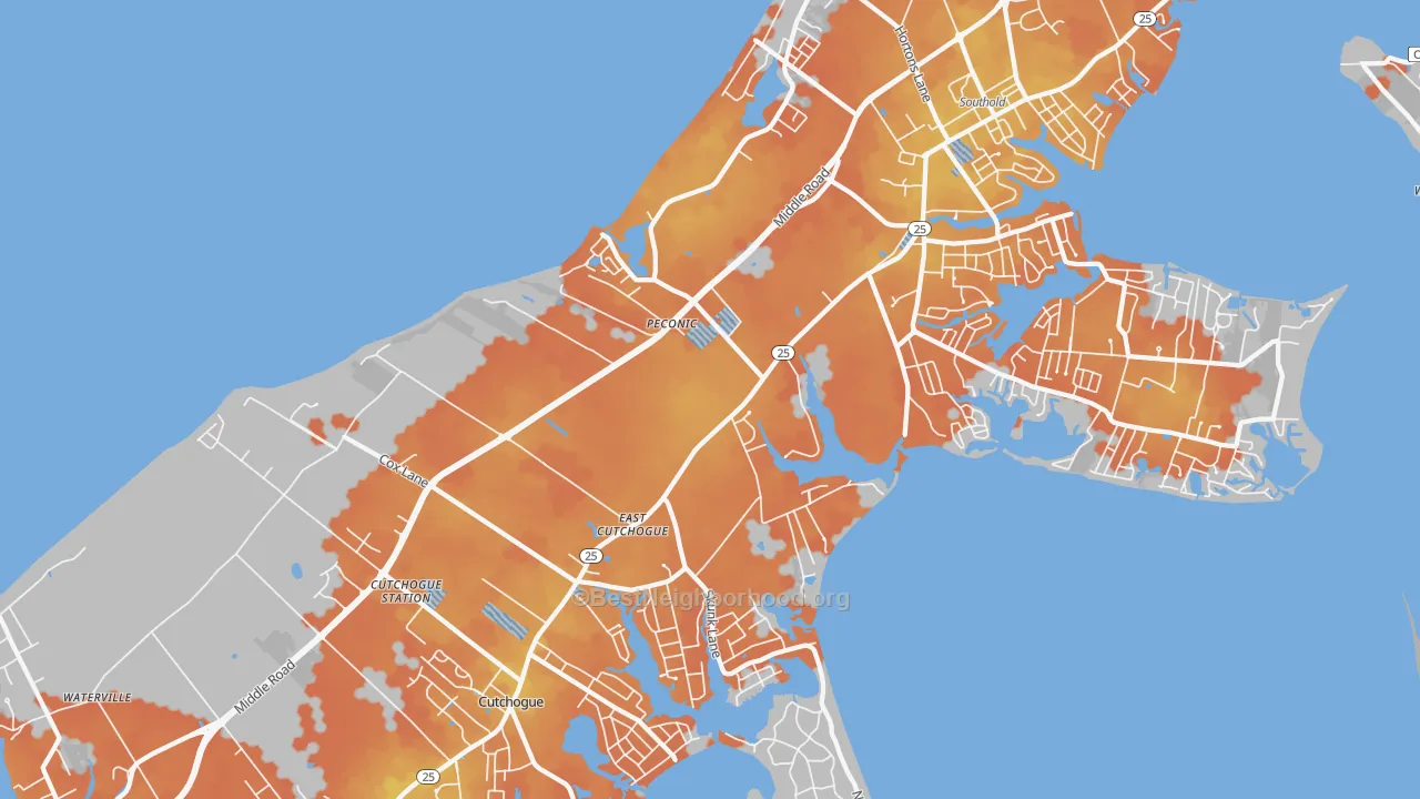 Bike Grade map of Peconic, NY