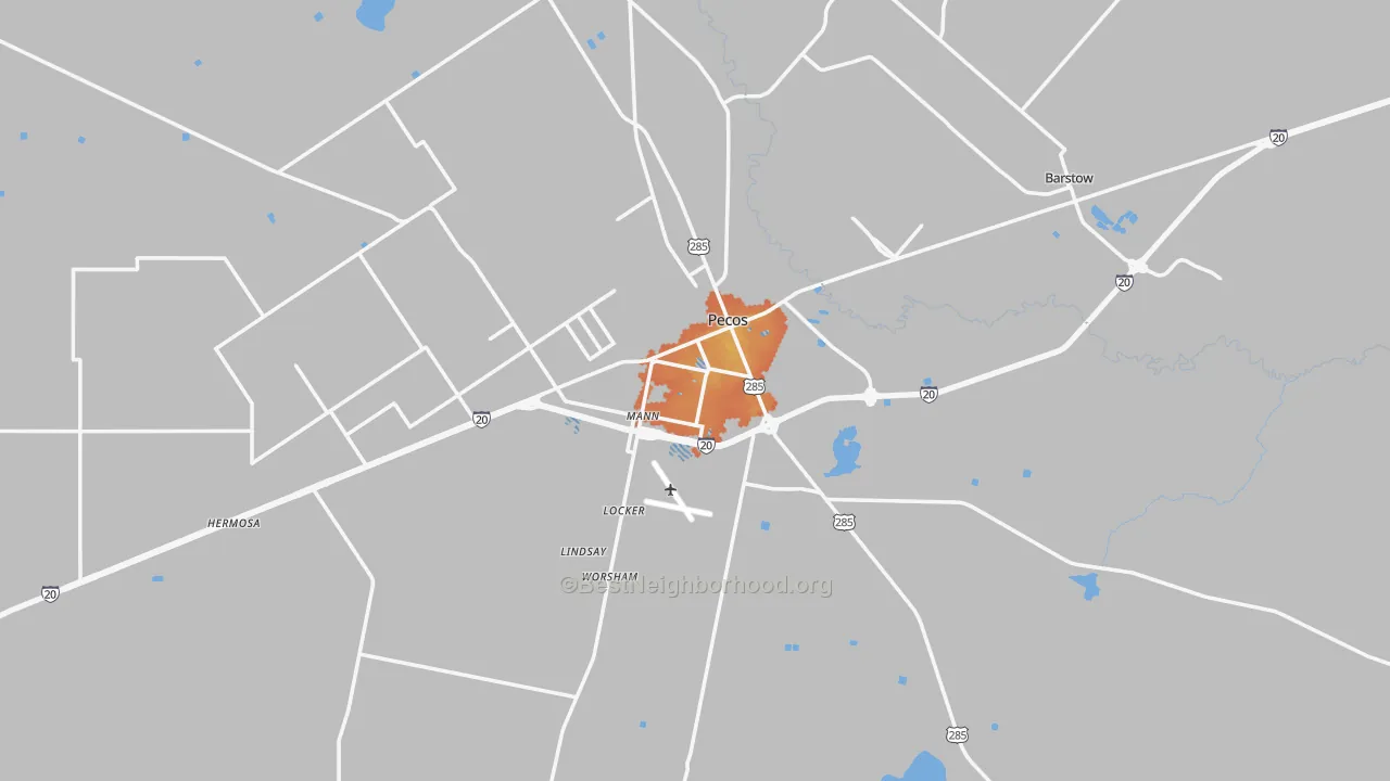 Bike Grade map of Pecos, TX