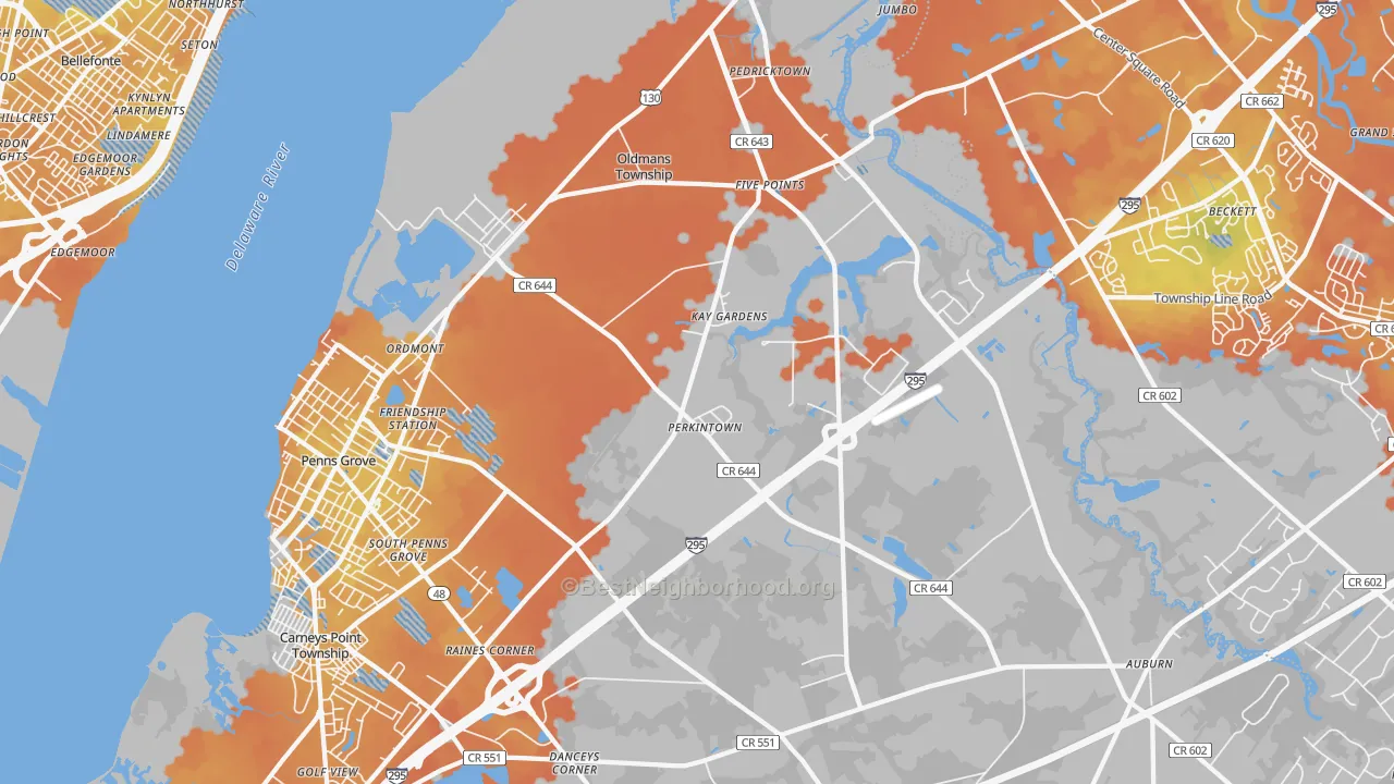 Bike Grade map of Pedricktown, NJ