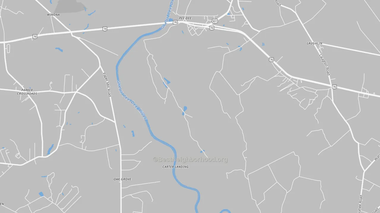 Bike Grade map of Pee Dee, SC