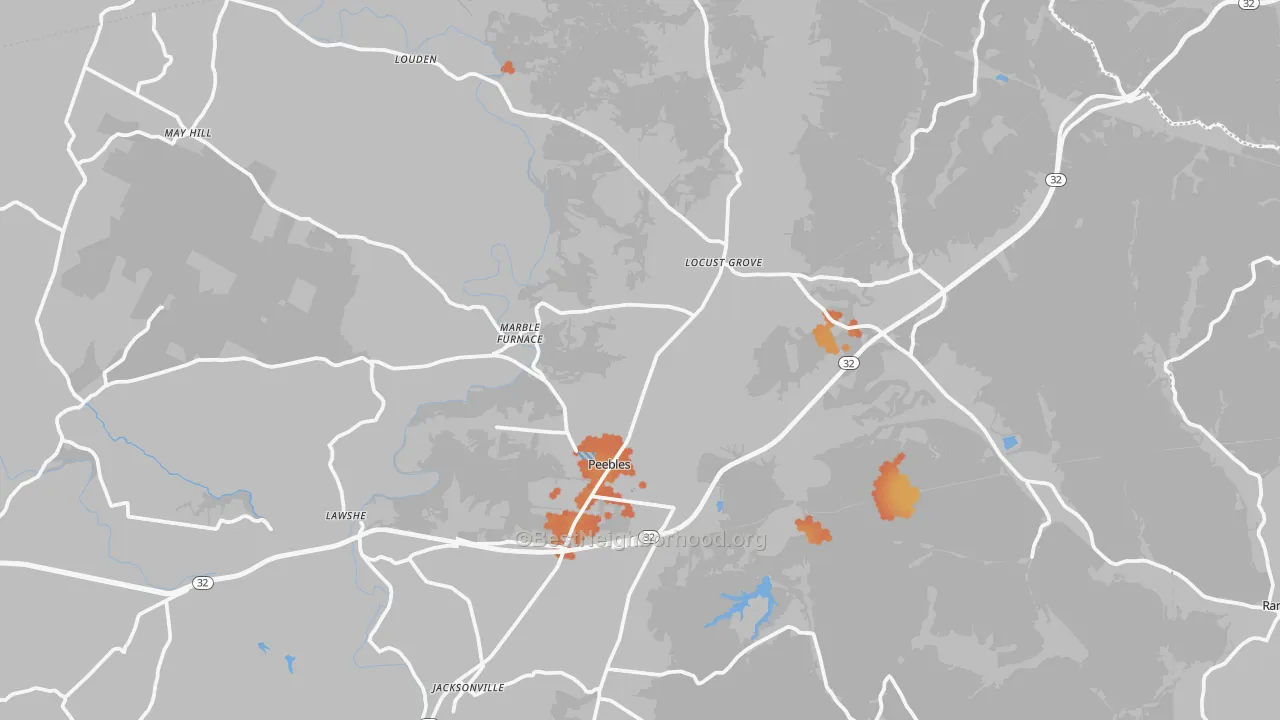 Bike Grade map of Peebles, OH
