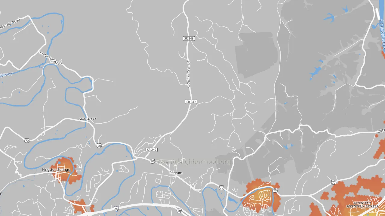 Bike Grade map of Pegram, TN