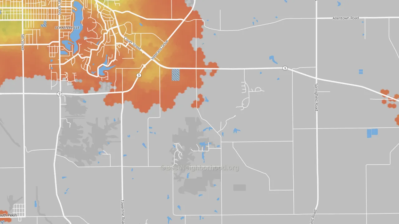 Bike Grade map of Pekin Heights, IL