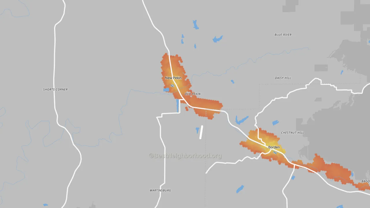Bike Grade map of Pekin, IN