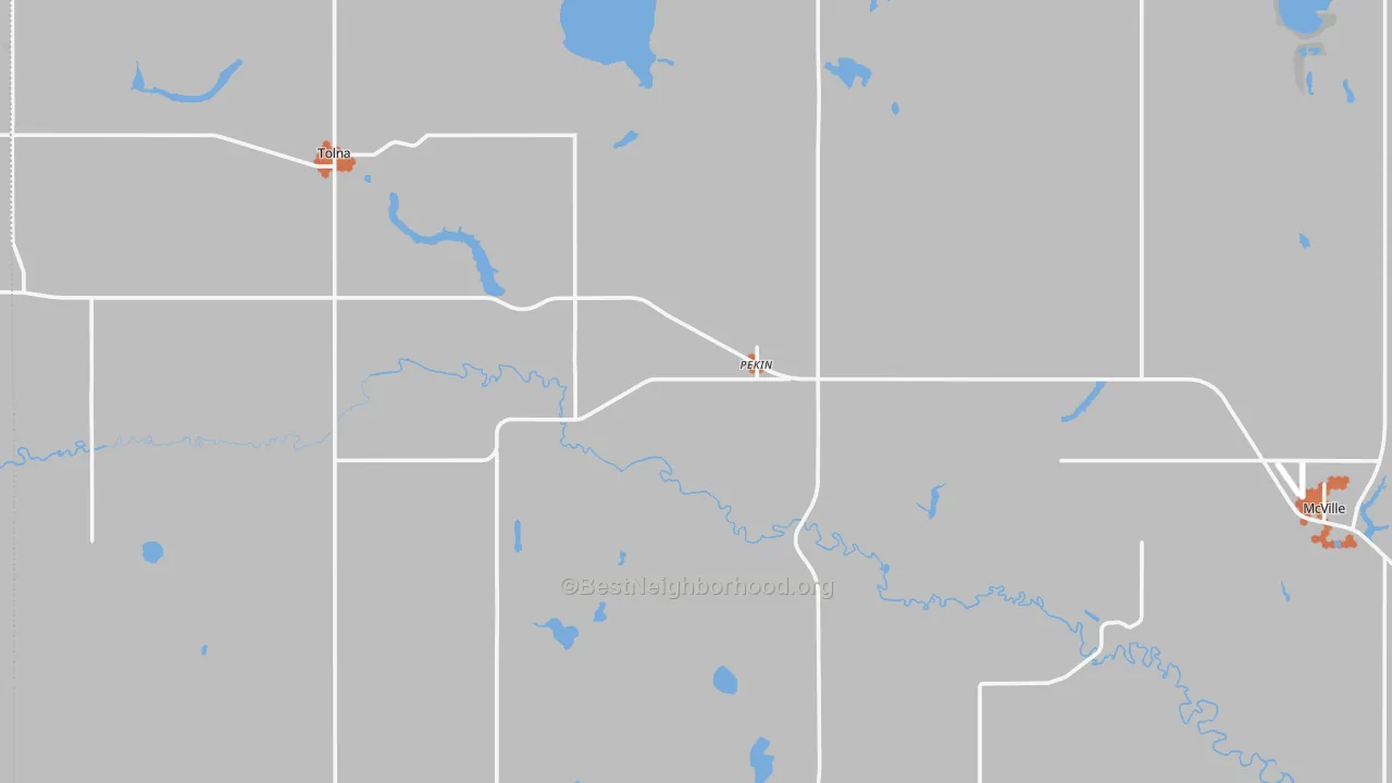 Bike Grade map of Pekin, ND