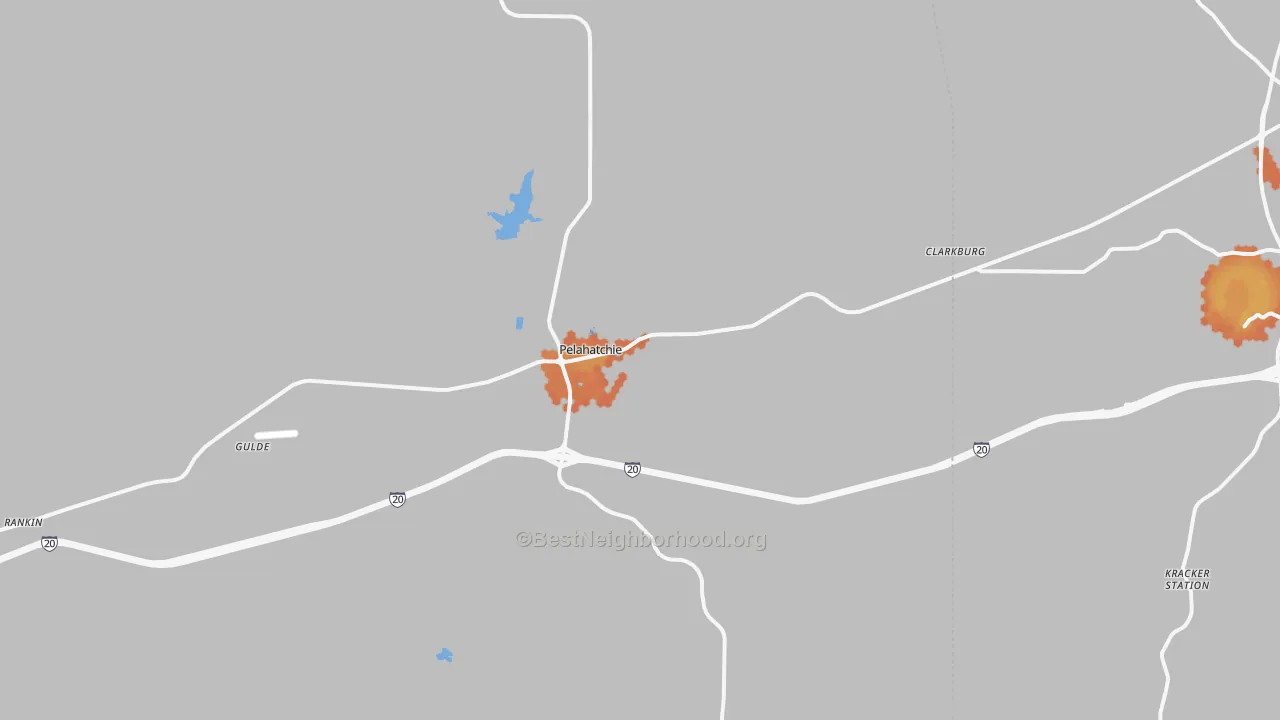 Bike Grade map of Pelahatchie, MS