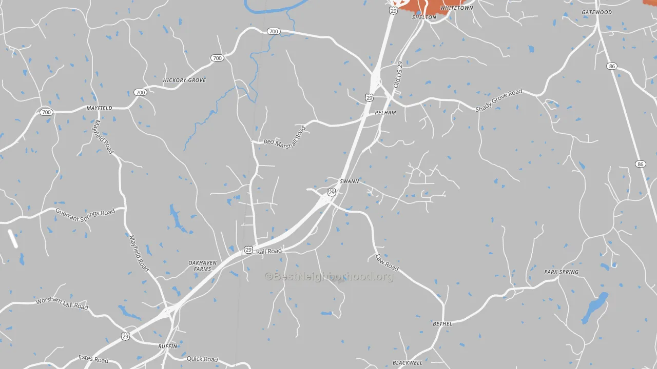 Bike Grade map of Pelham, NC