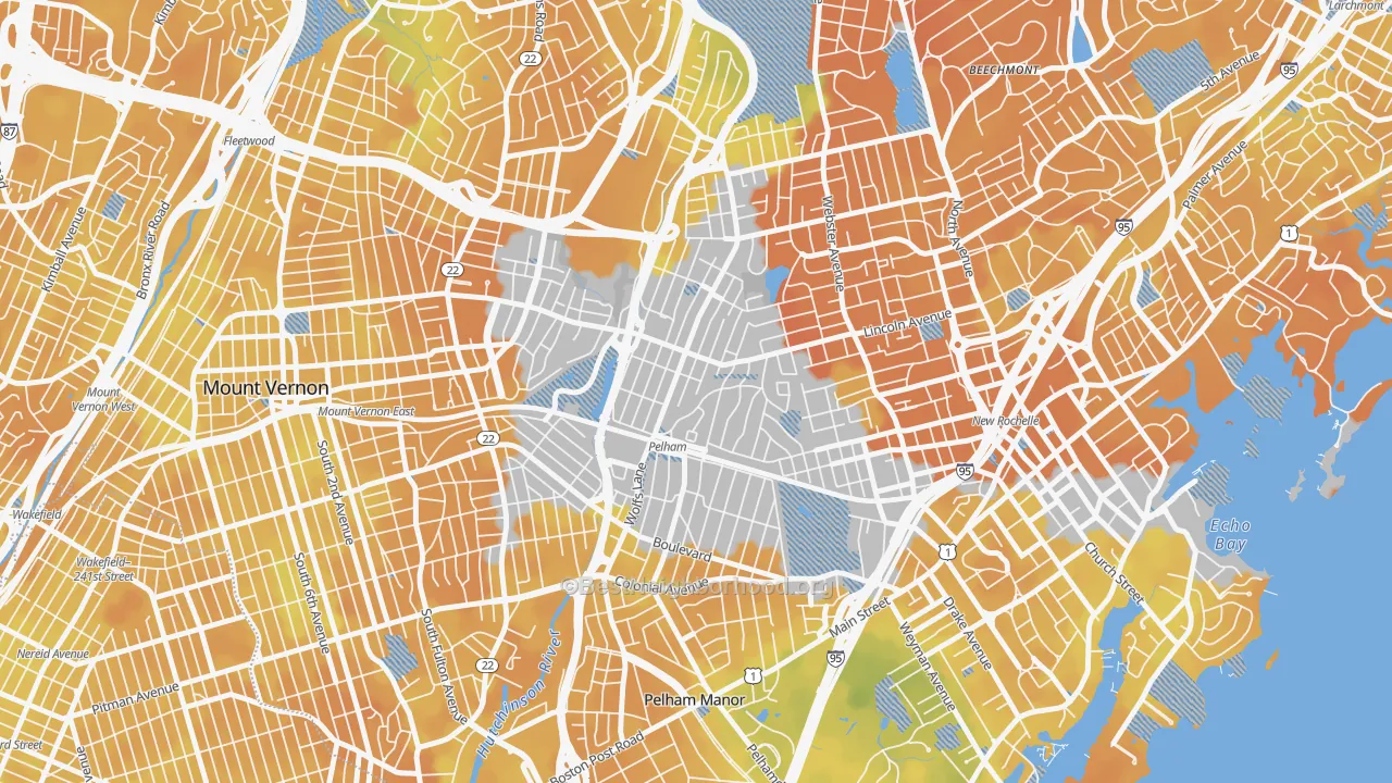 Bike Grade map of Pelham, NY