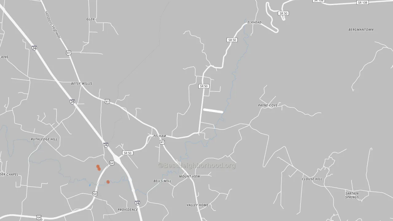 Bike Grade map of Pelham, TN