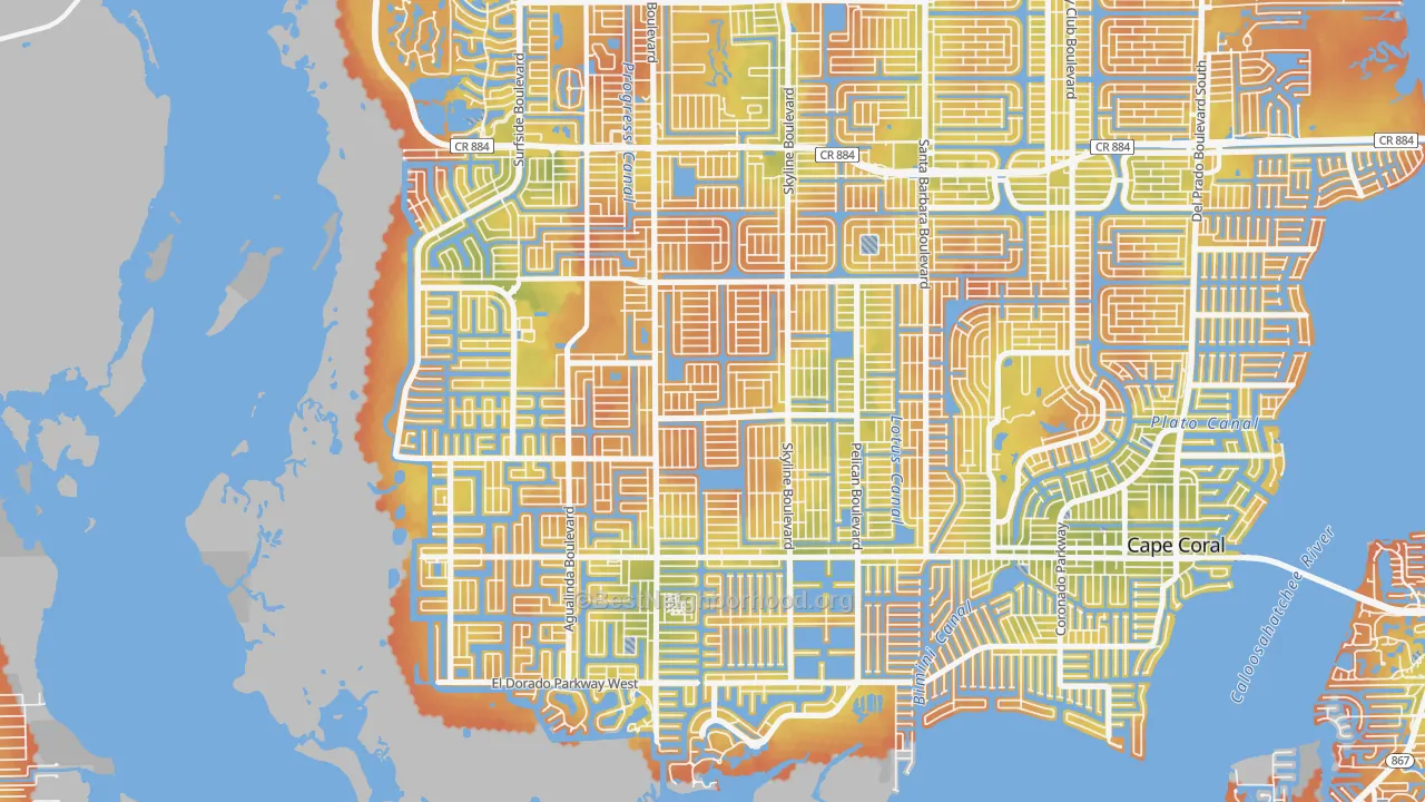 Bike Grade map of Pelican, Cape Coral, FL