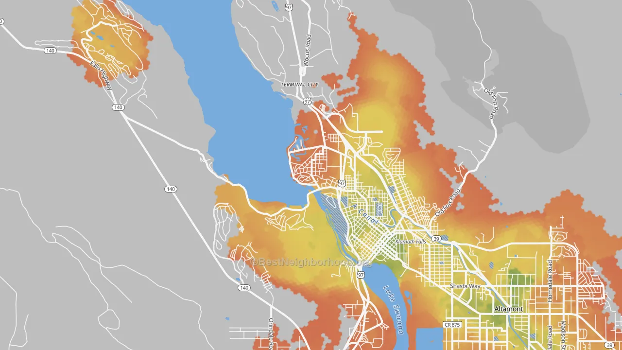 Bike Grade map of Pelican City, OR