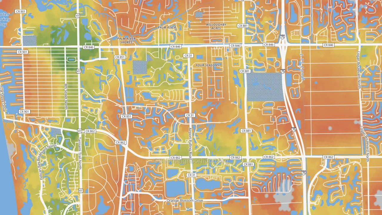 Bike Grade map of Pelican Marsh, Naples, FL