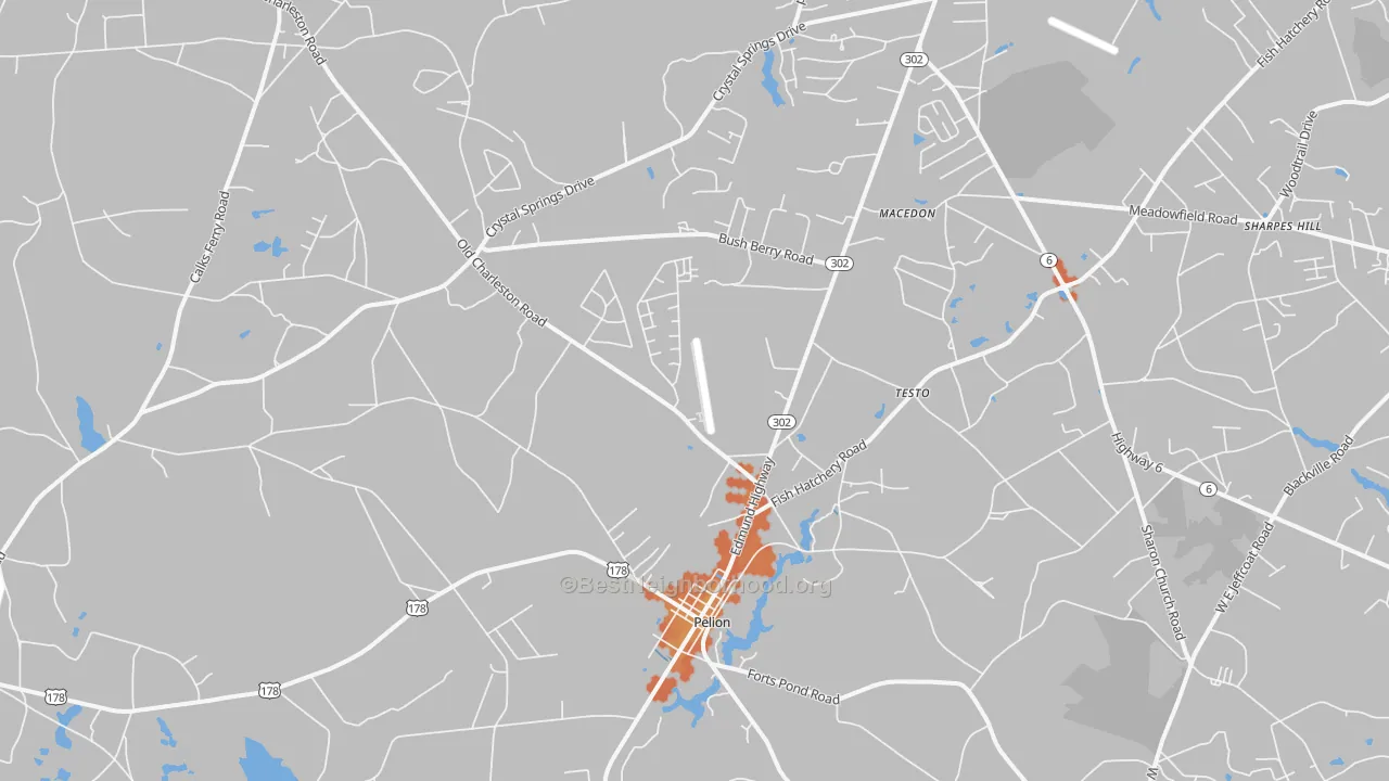 Bike Grade map of Pelion, SC