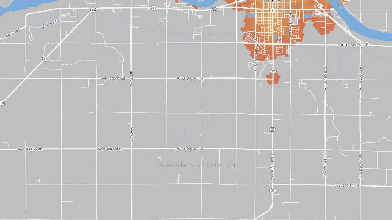 Bike Grade map of Pella, ID