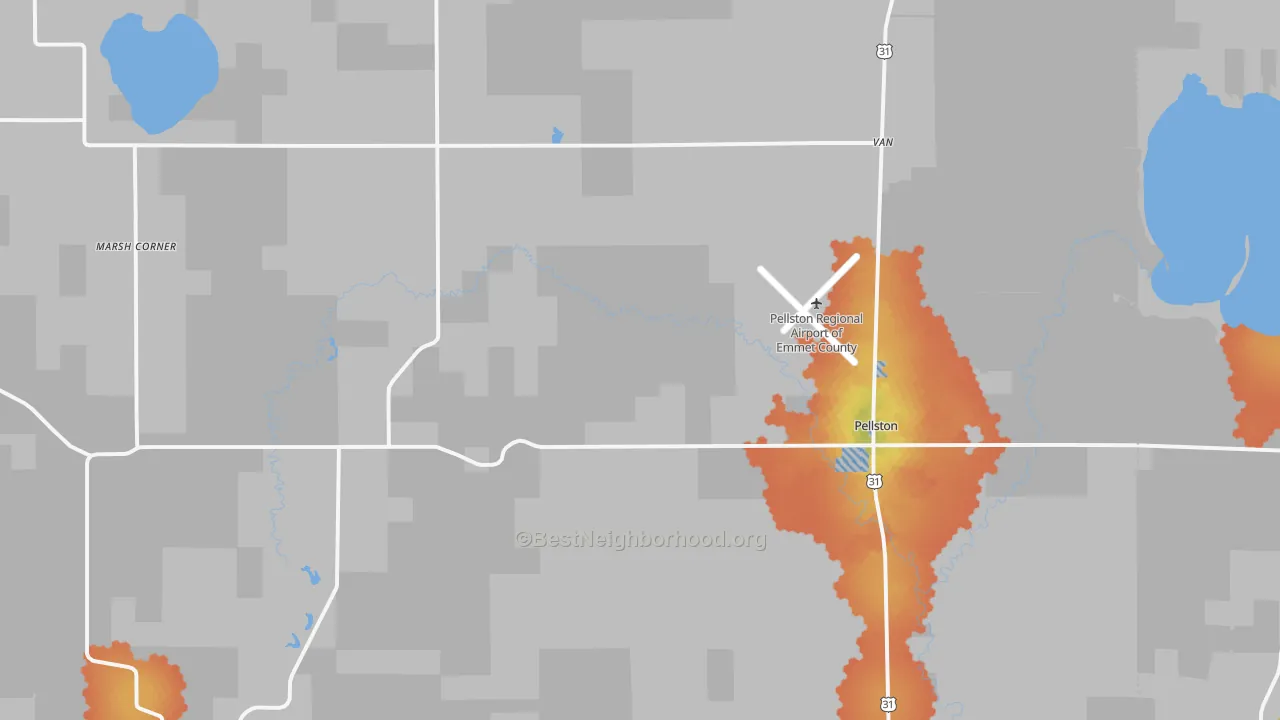 Bike Grade map of Pellston, MI