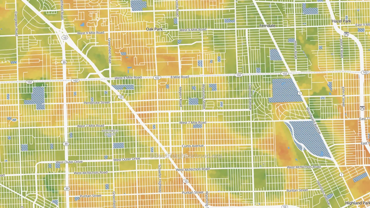 Bike Grade map of Pembroke, Detroit, MI
