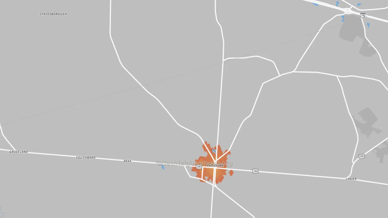 Bike Grade map of Pembroke, GA