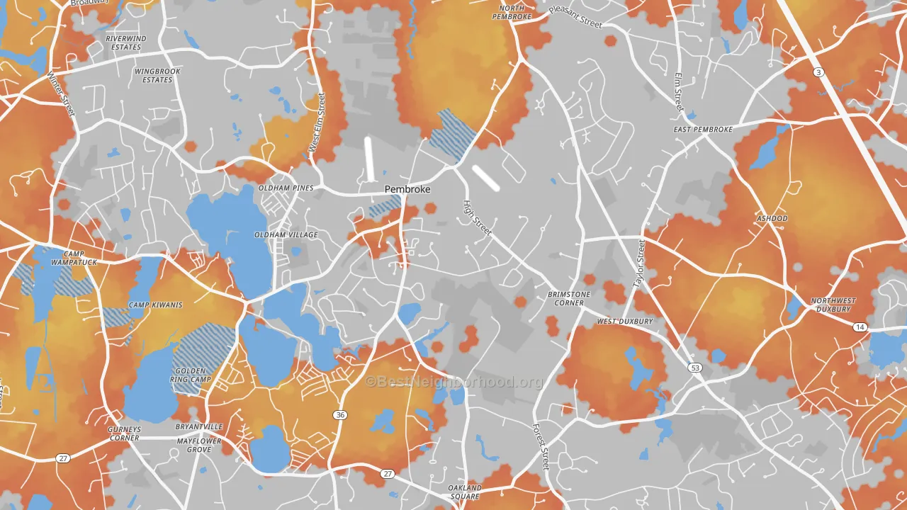 Bike Grade map of Pembroke, MA