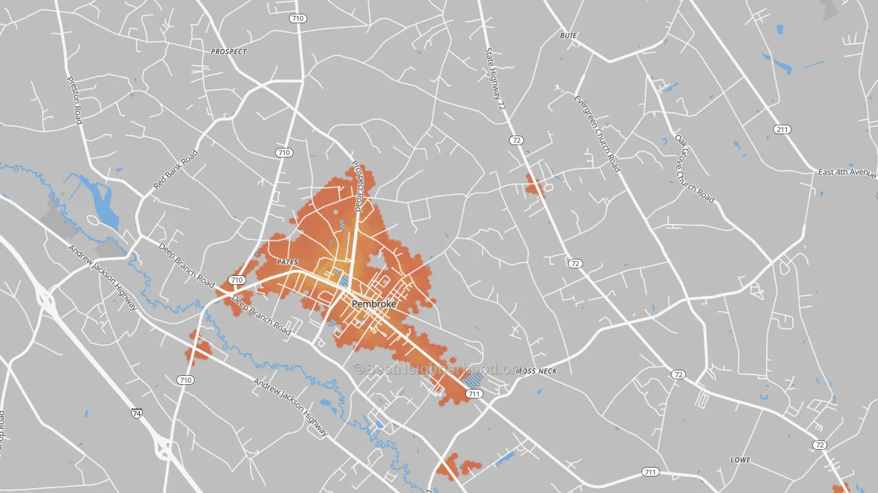Bike Grade map of Pembroke, NC