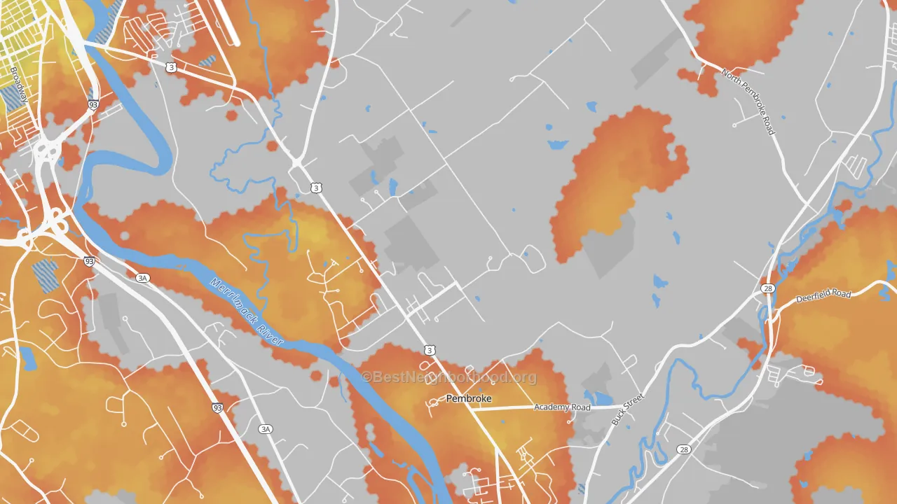 Bike Grade map of Pembroke, NH