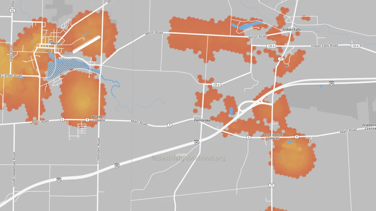Bike Grade map of Pembroke, NY