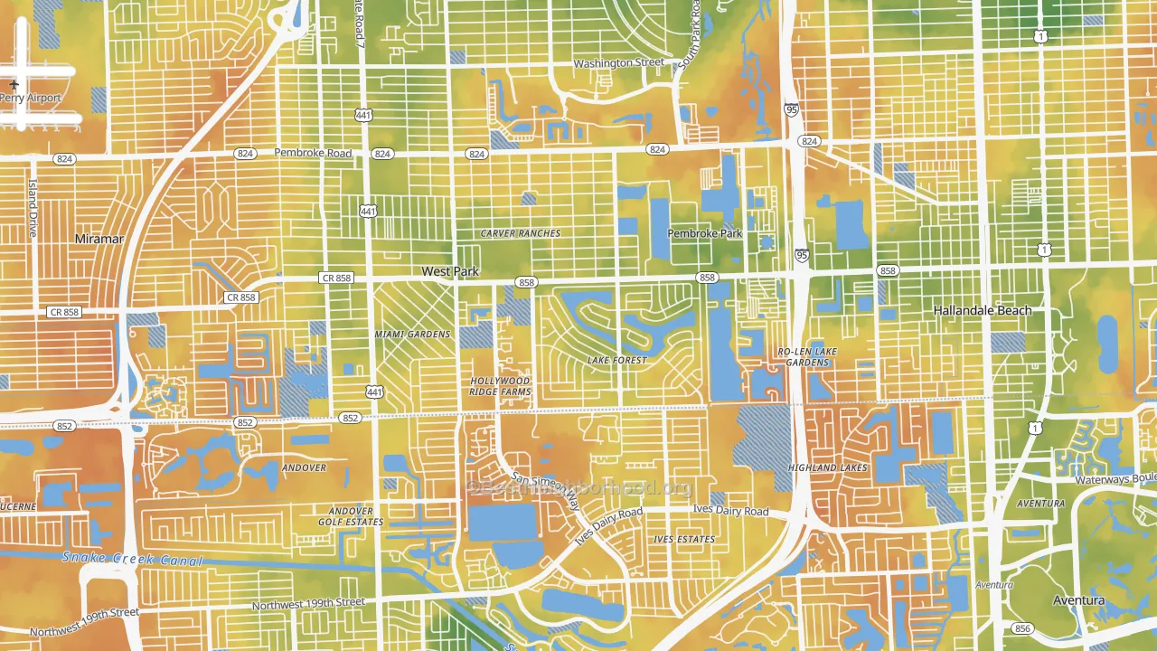 Bike Grade map of Pembroke Park, FL