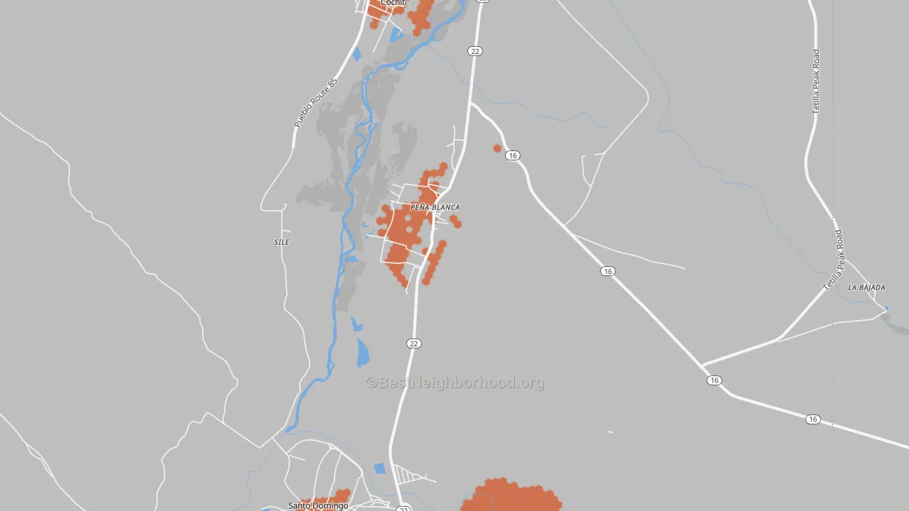 Bike Grade map of Pena Blanca, NM