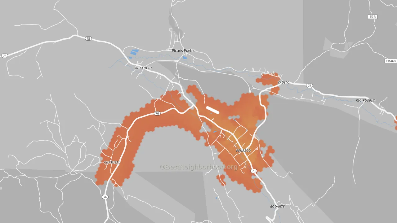 Bike Grade map of Penasco, NM