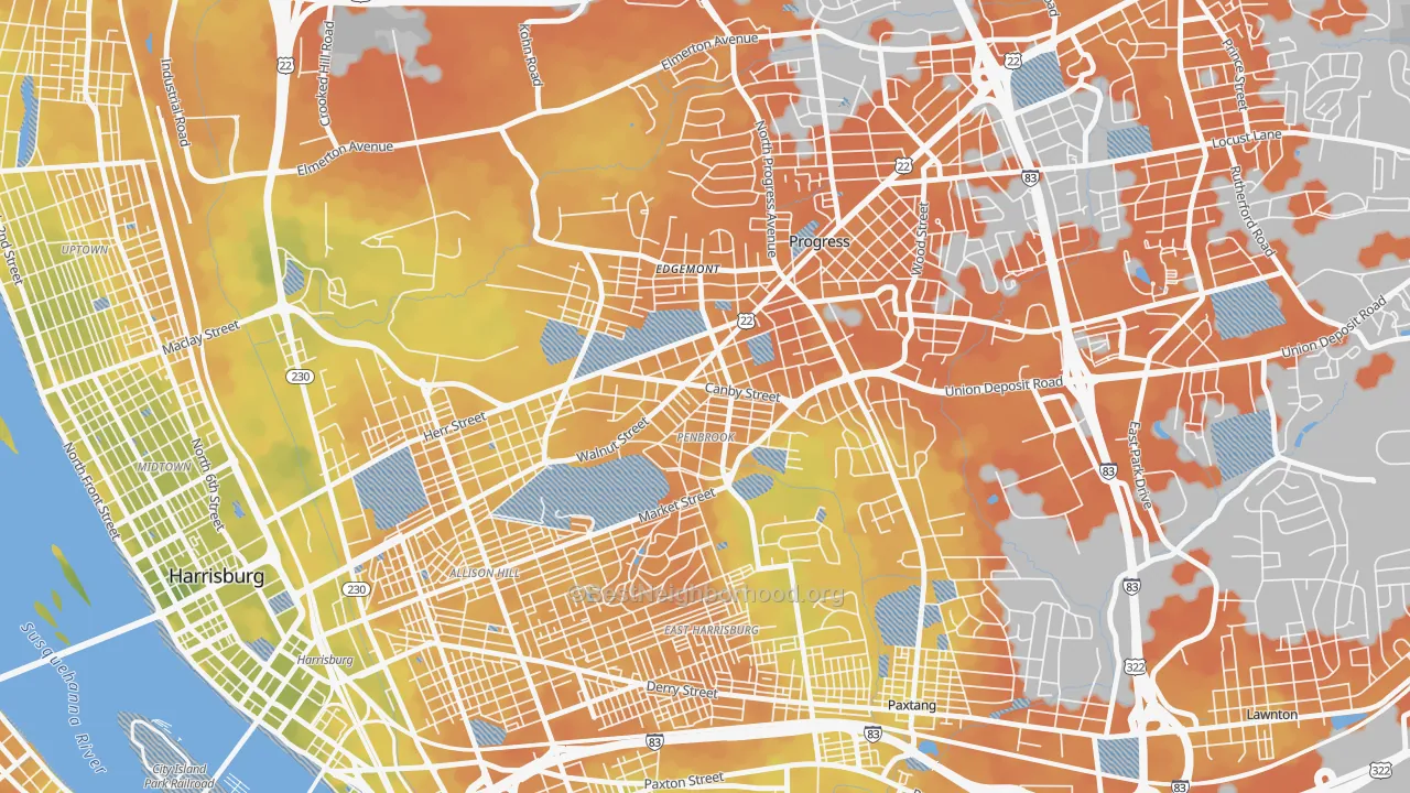 Bike Grade map of Penbrook, PA