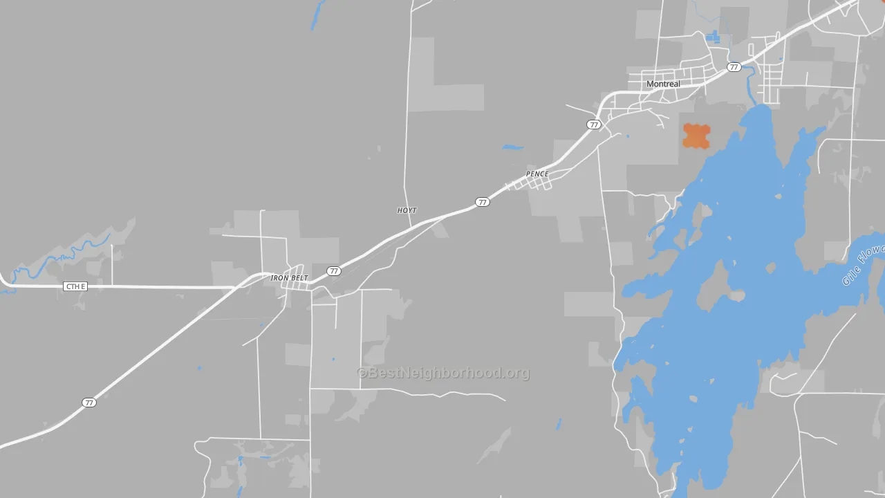 Bike Grade map of Pence, WI