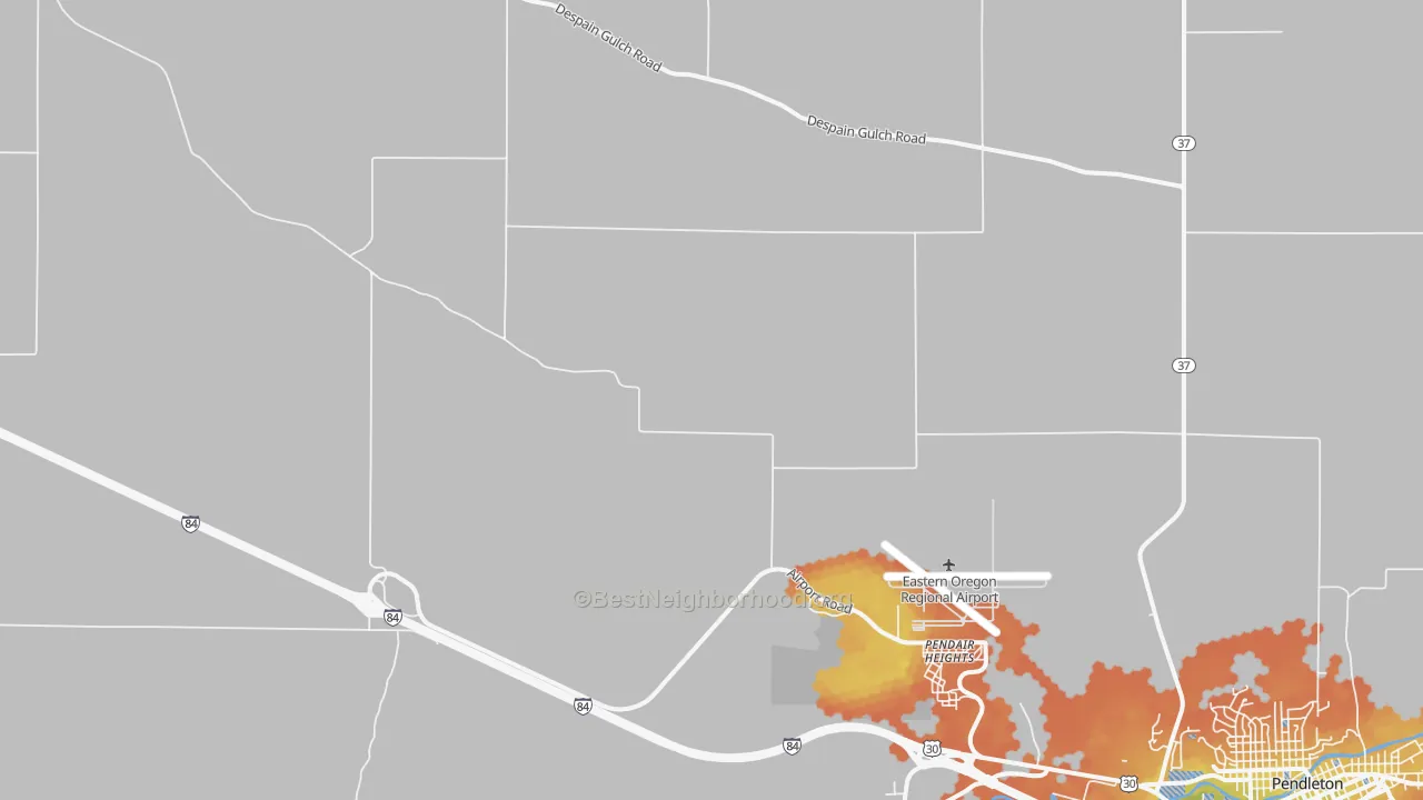 Bike Grade map of Pendair Heights, OR