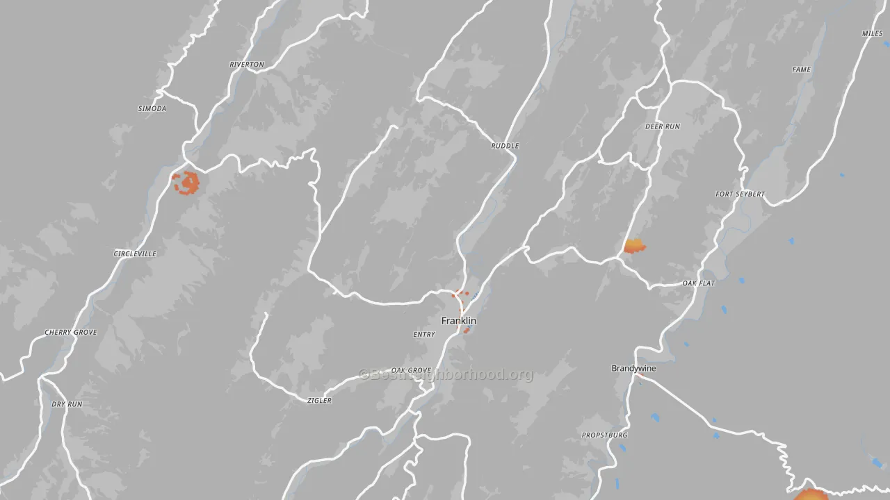 Bike Grade map of Pendleton County, WV