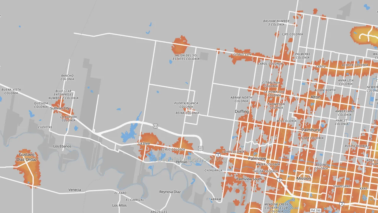 Bike Grade map of Penitas, TX
