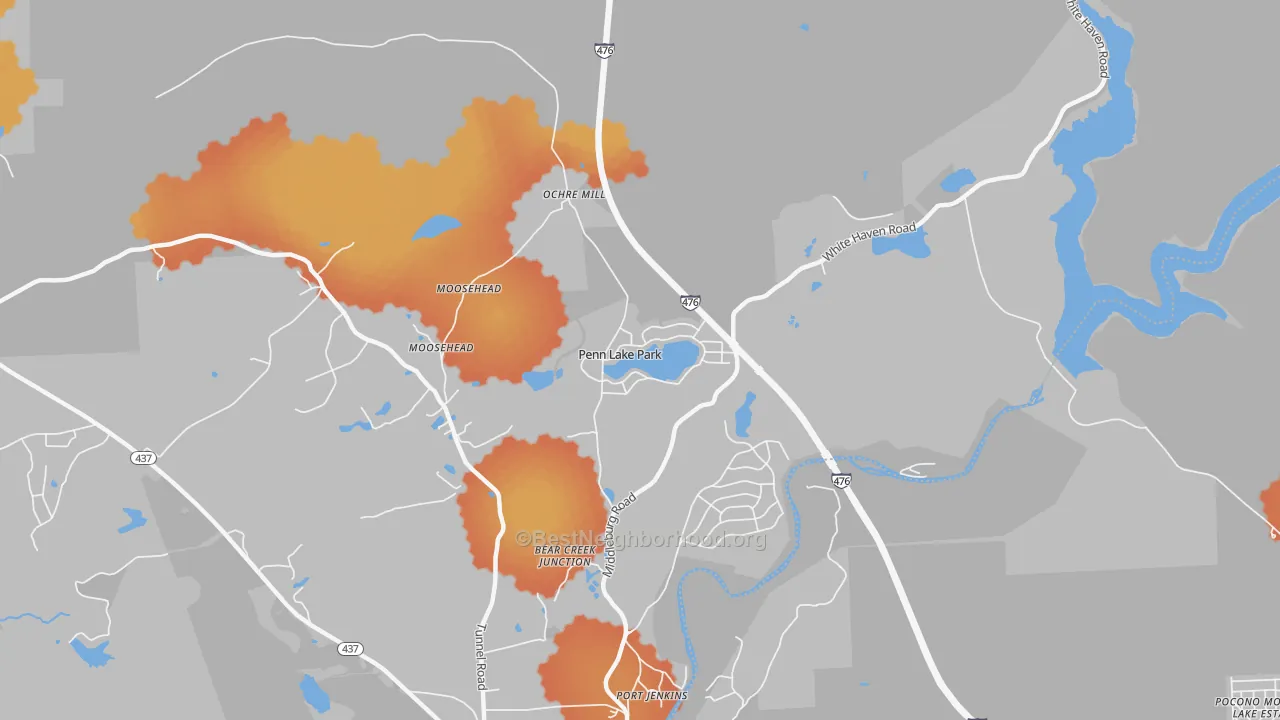 Bike Grade map of Penn Lake Park, PA