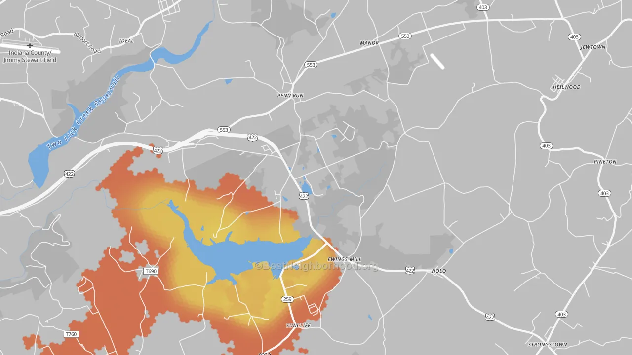 Bike Grade map of Penn Run, PA