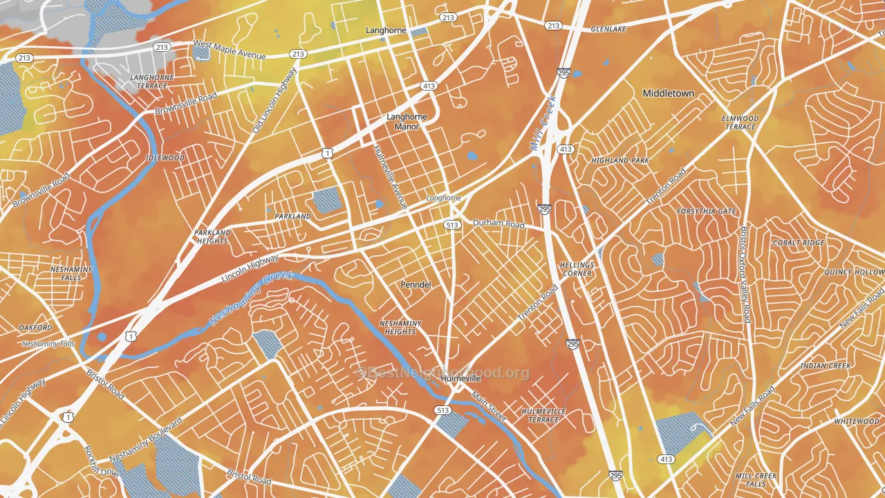 Bike Grade map of Penndel, PA