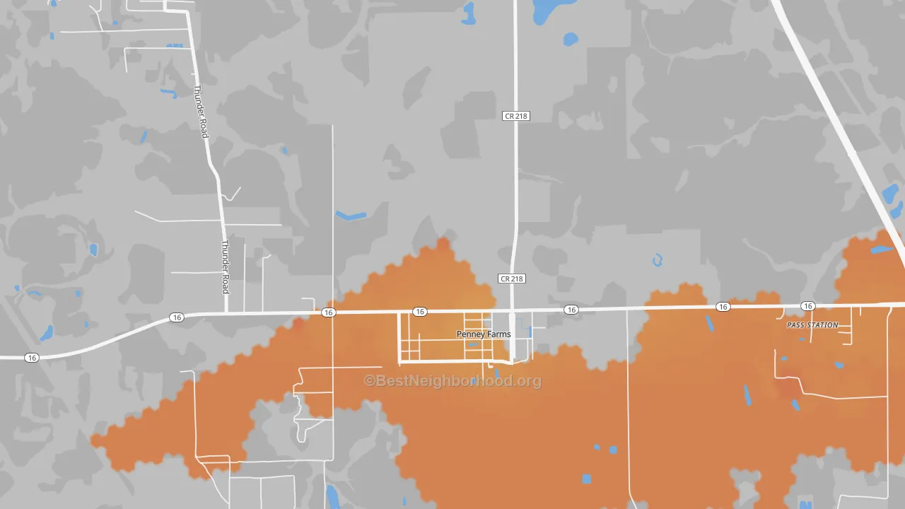 Bike Grade map of Penney Farms, FL