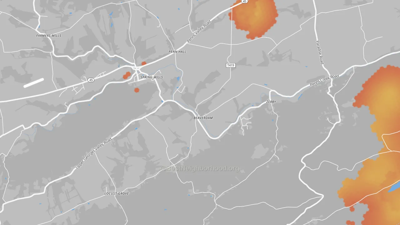 Bike Grade map of Pennhall, PA