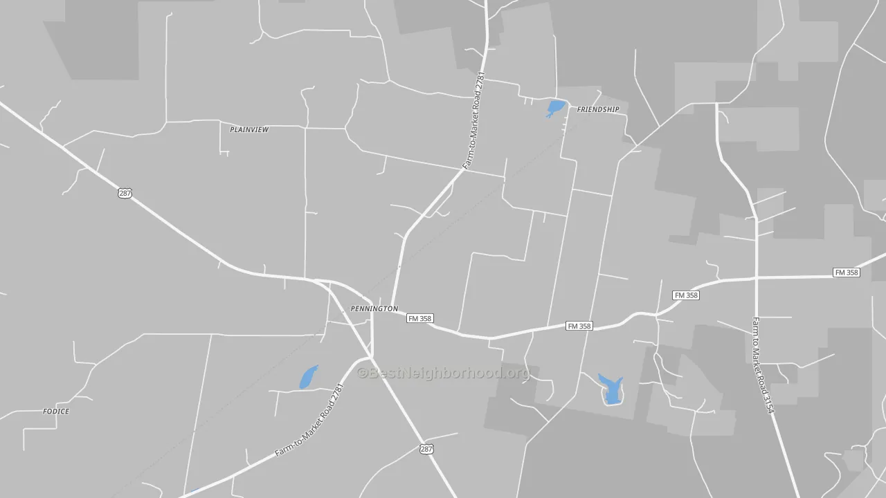 Bike Grade map of Pennington, TX