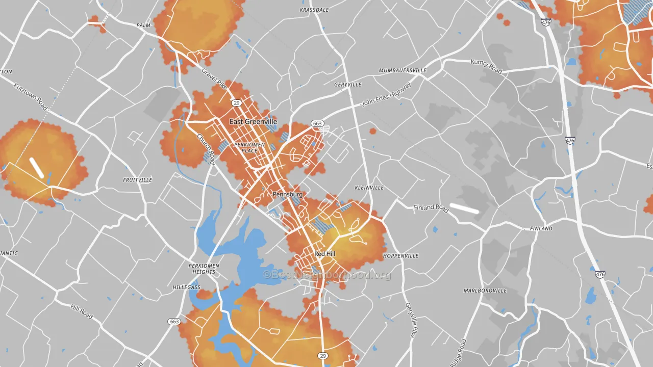 Bike Grade map of Pennsburg, PA