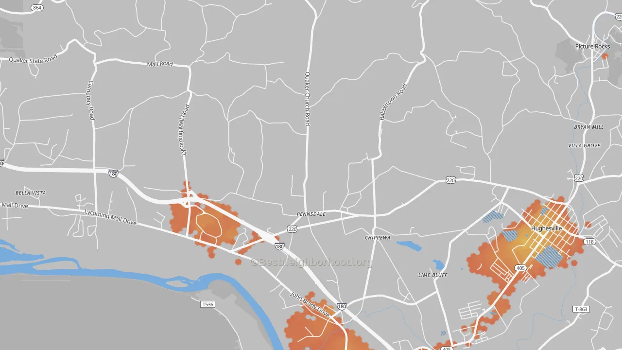 Bike Grade map of Pennsdale, PA