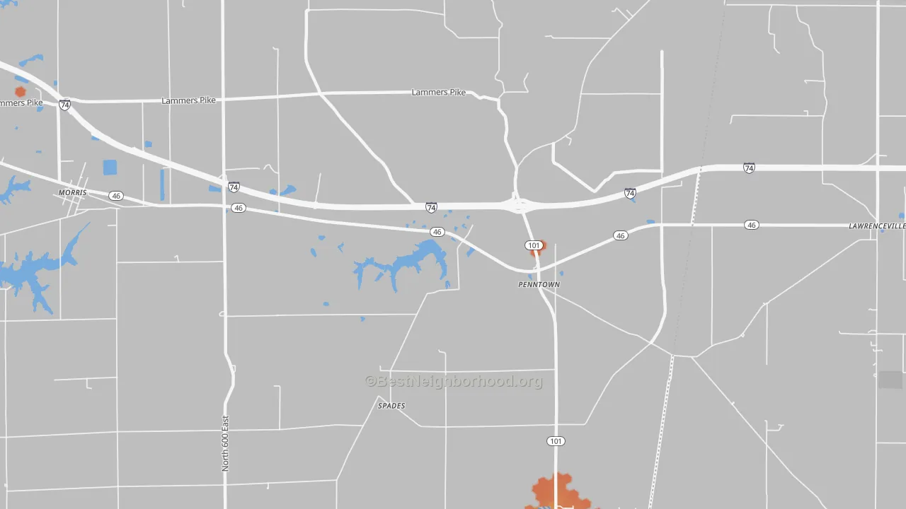 Bike Grade map of Penntown, IN