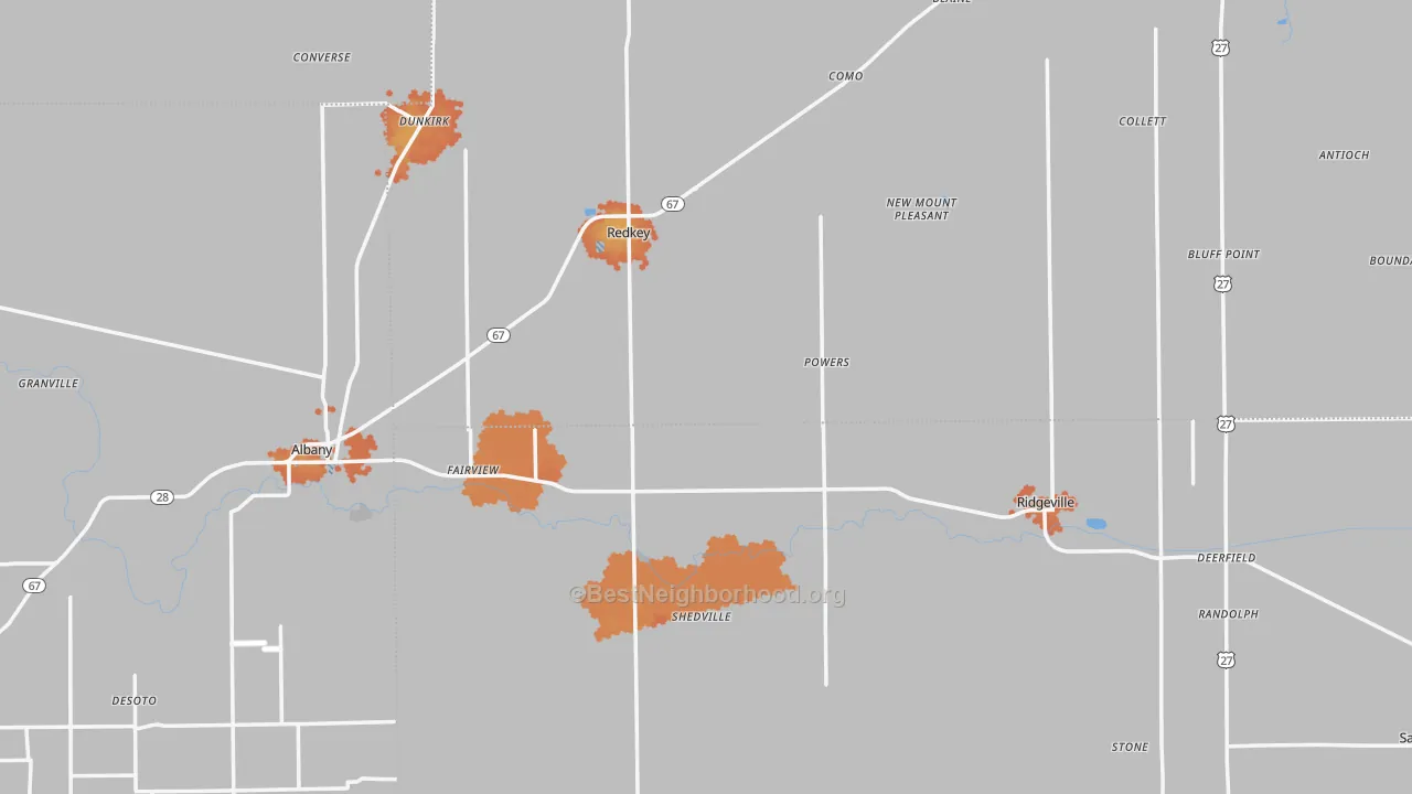 Bike Grade map of Pennville, IN