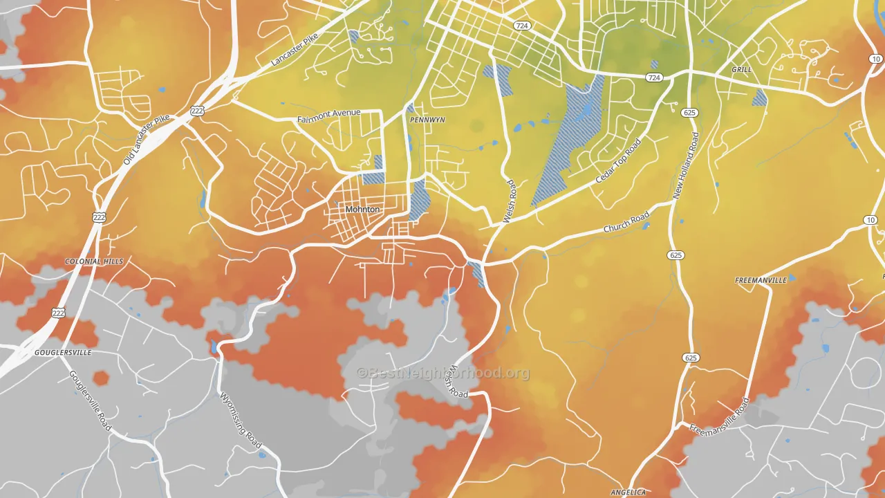 Bike Grade map of Pennwyn, PA