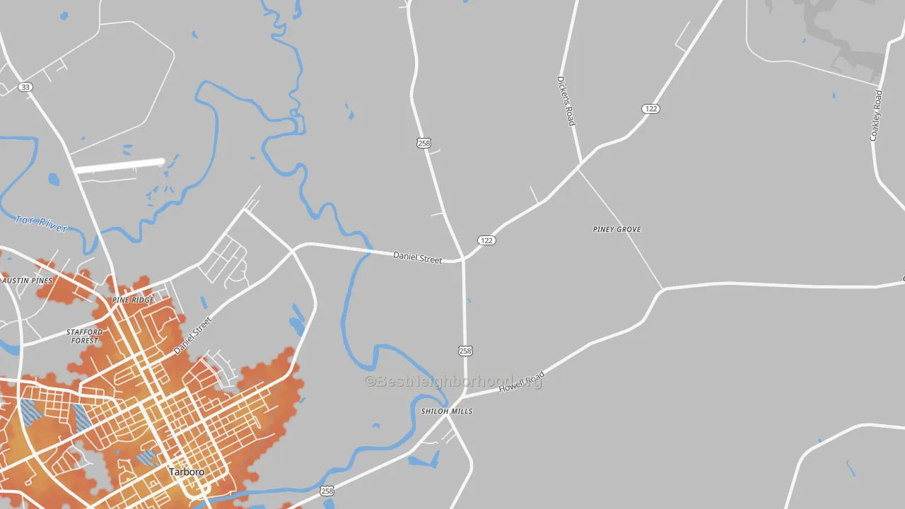 Bike Grade map of Penny Hill, NC