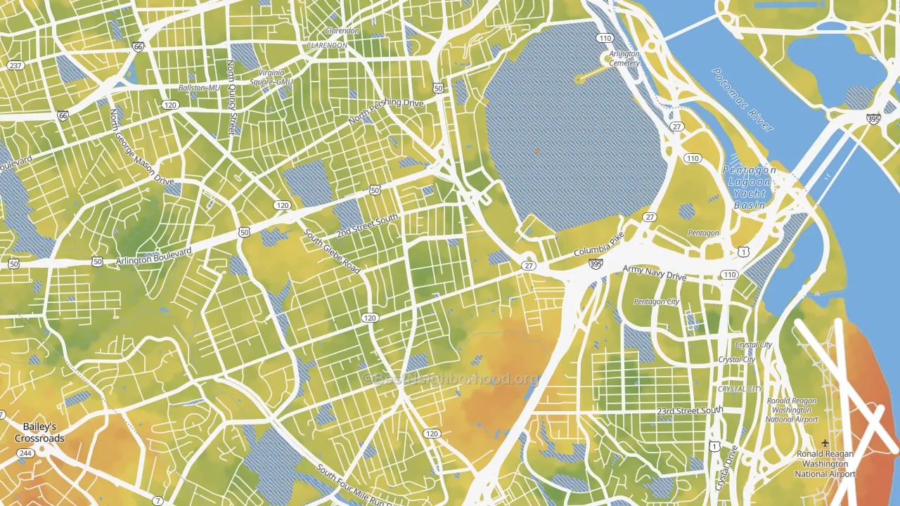 Bike Grade map of Penrose, Arlington, VA
